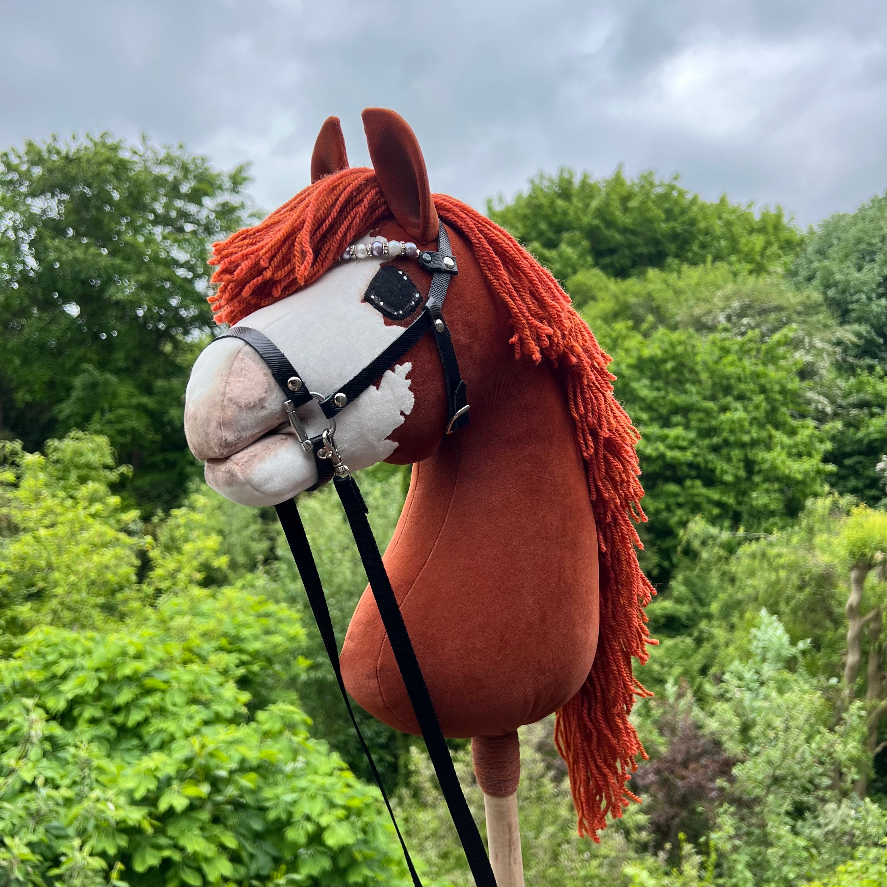 Hobbyhorse model Paard, voskleurige met grote bles