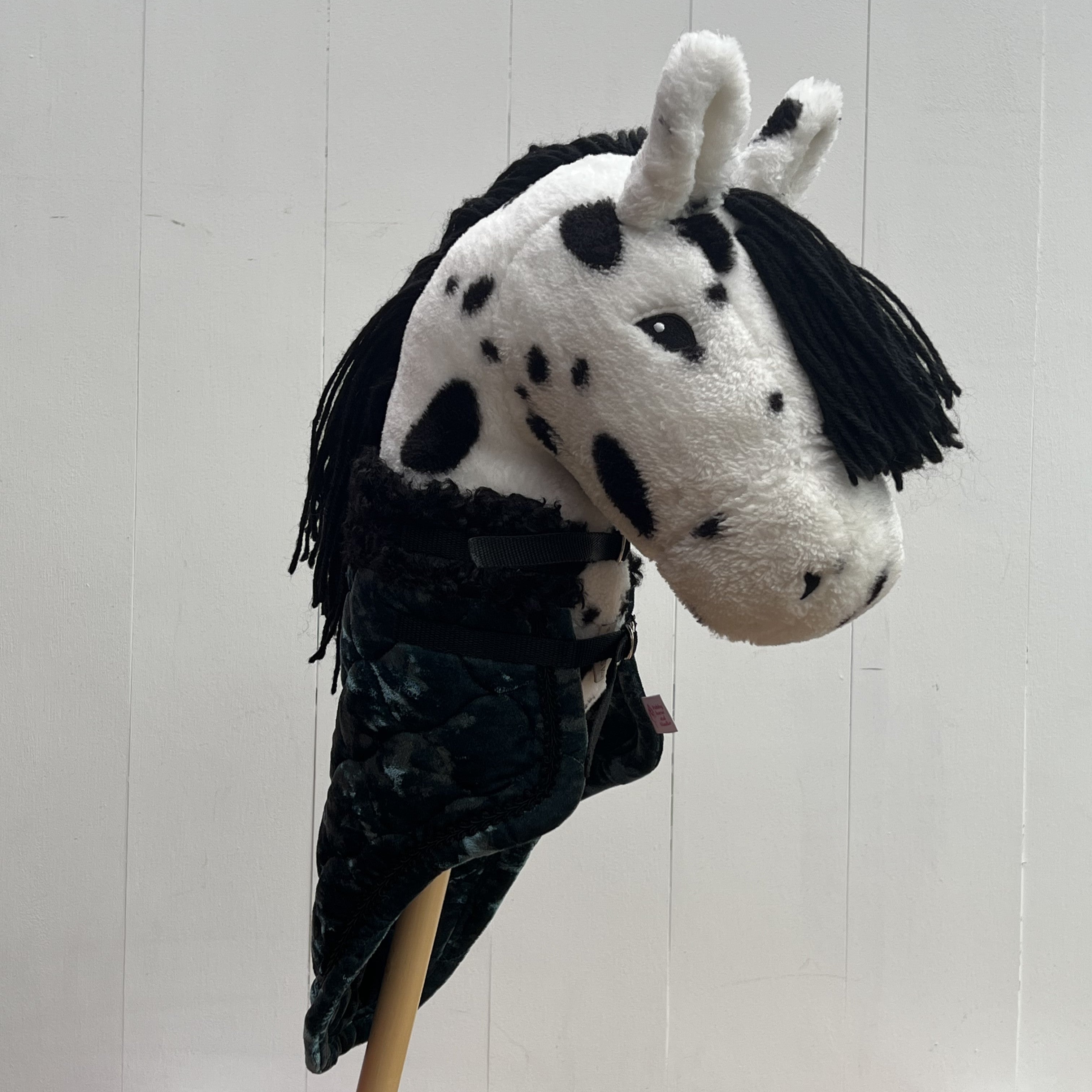 Dekentje kort By Astrup / Stip de pony groen fluweel met zwart bandje