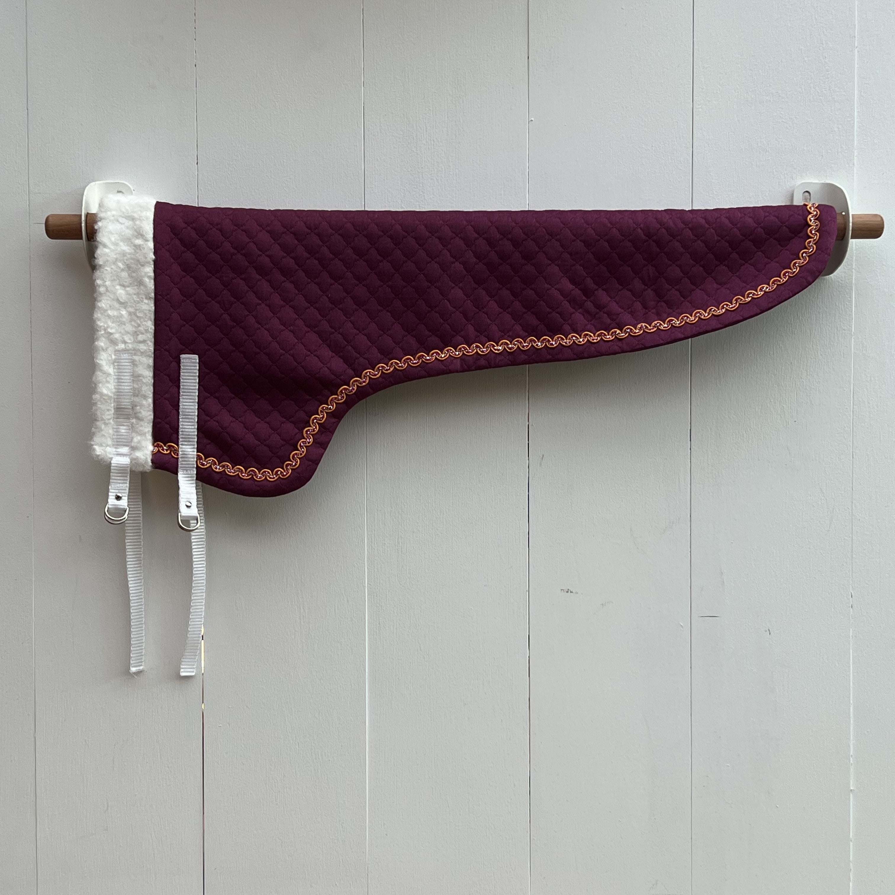 dekentje lang paars met gekleurd band