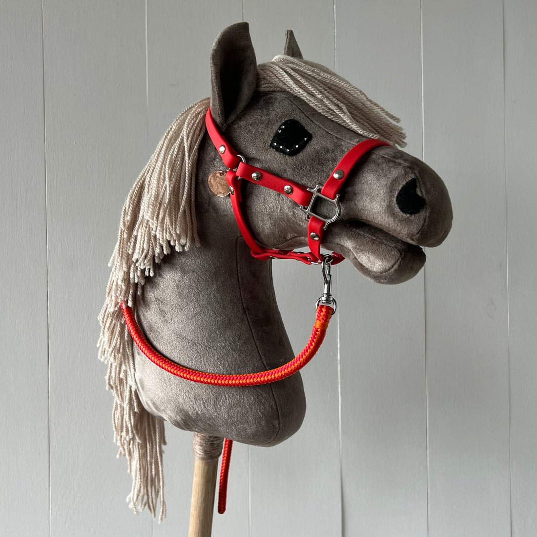 Halster / bitloos hoofdstel, maat M, rood band glad