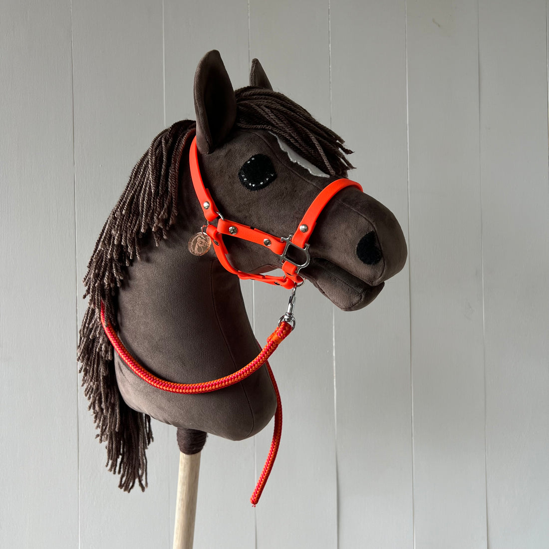 Halster / bitloos hoofstel, maat M, fel oranje band glad