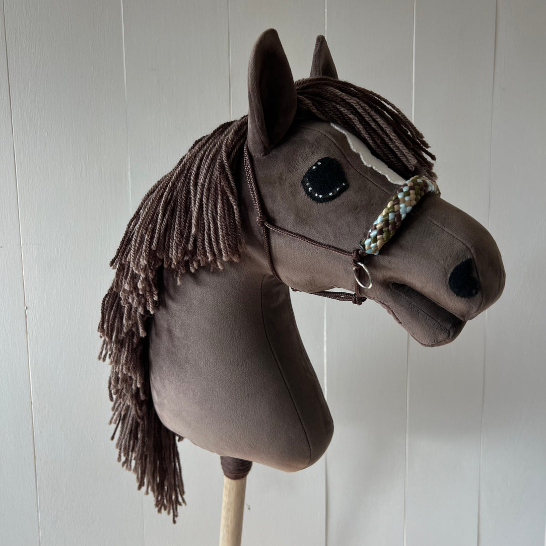 Touwhalster, maat M, multi colour licht blauw / bruin / beige /