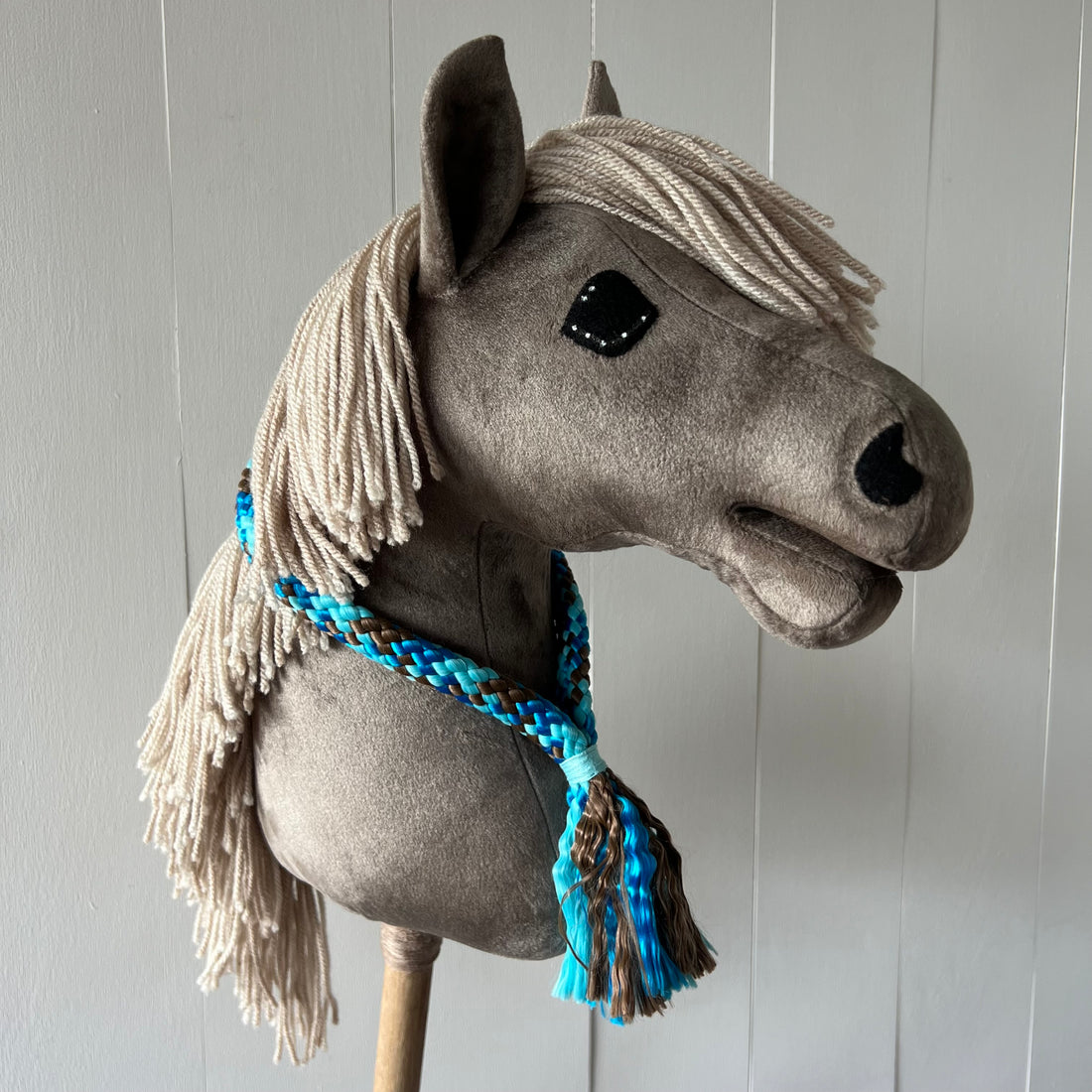 Neck-rope maat M, multi colour turquoise / helder blauw / donker bruin