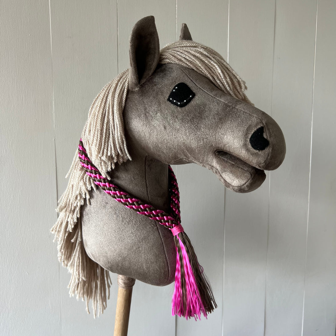 Neck-rope maat M, gestreept fuchsia / donker bruin