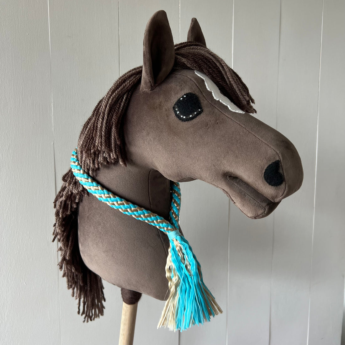 Neck-rope maat M, gestreept turquiose / beige