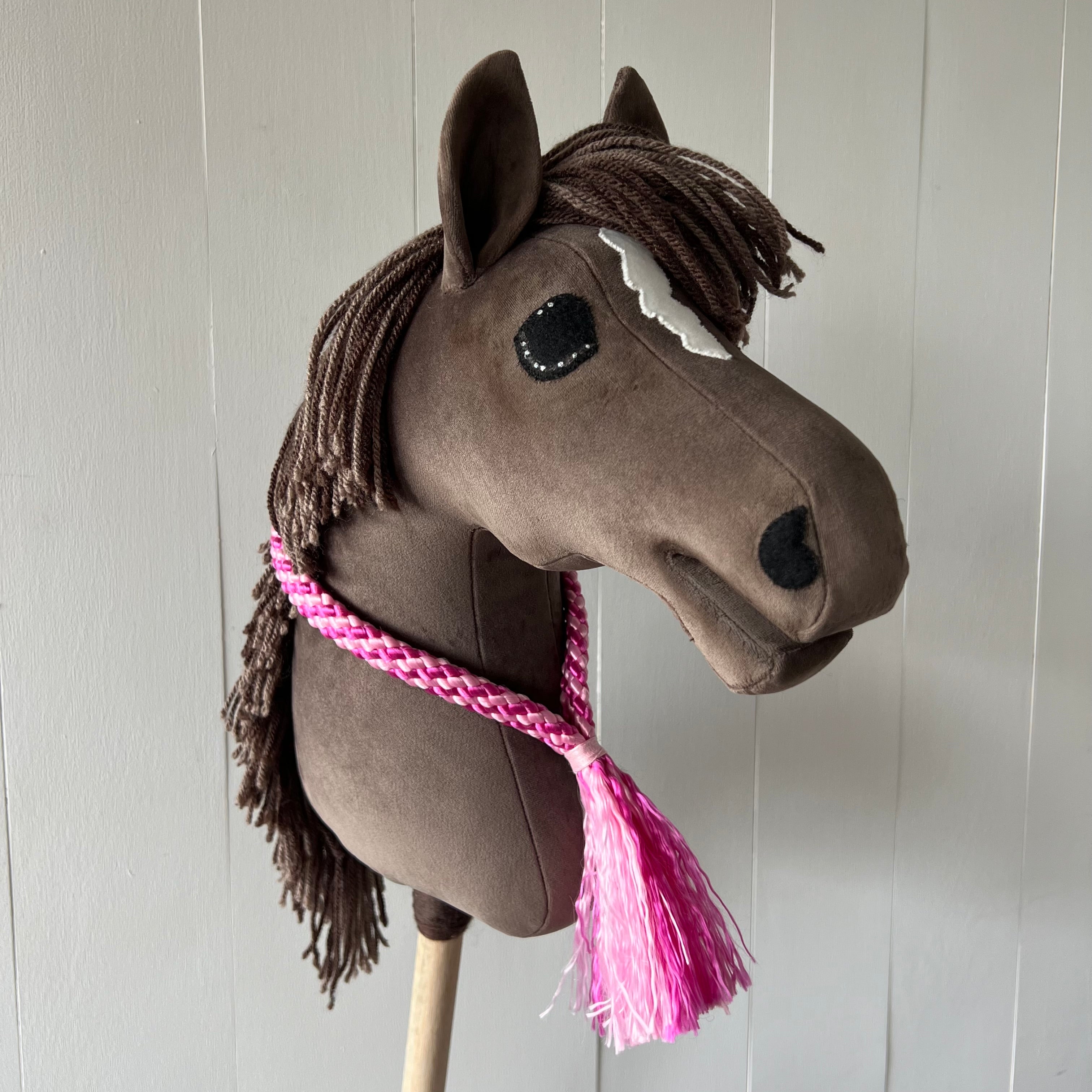 Neck-rope gestreept fuchsia / roze