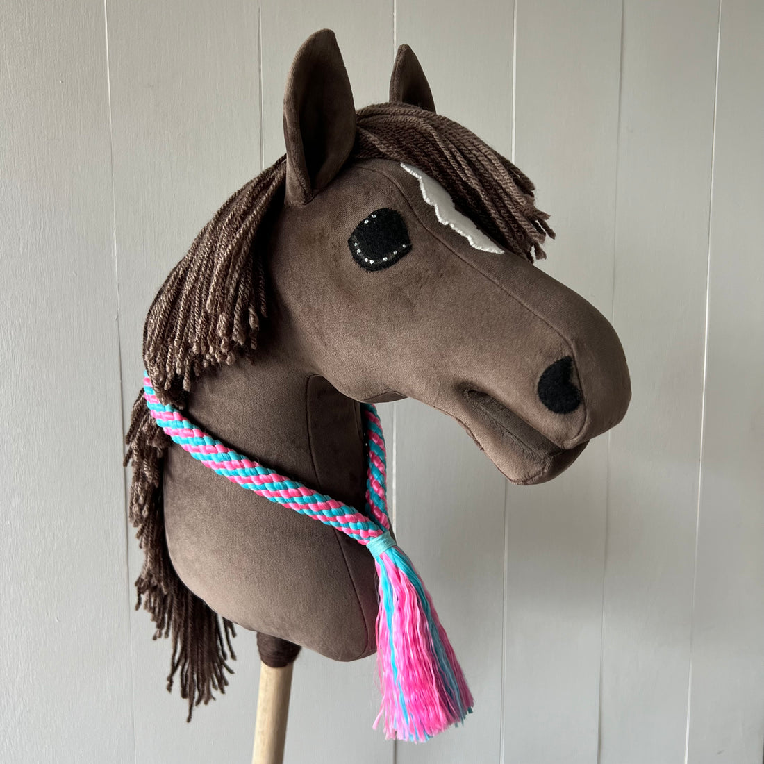 Neck-rope maat M, gestreept fel roze / turquiose