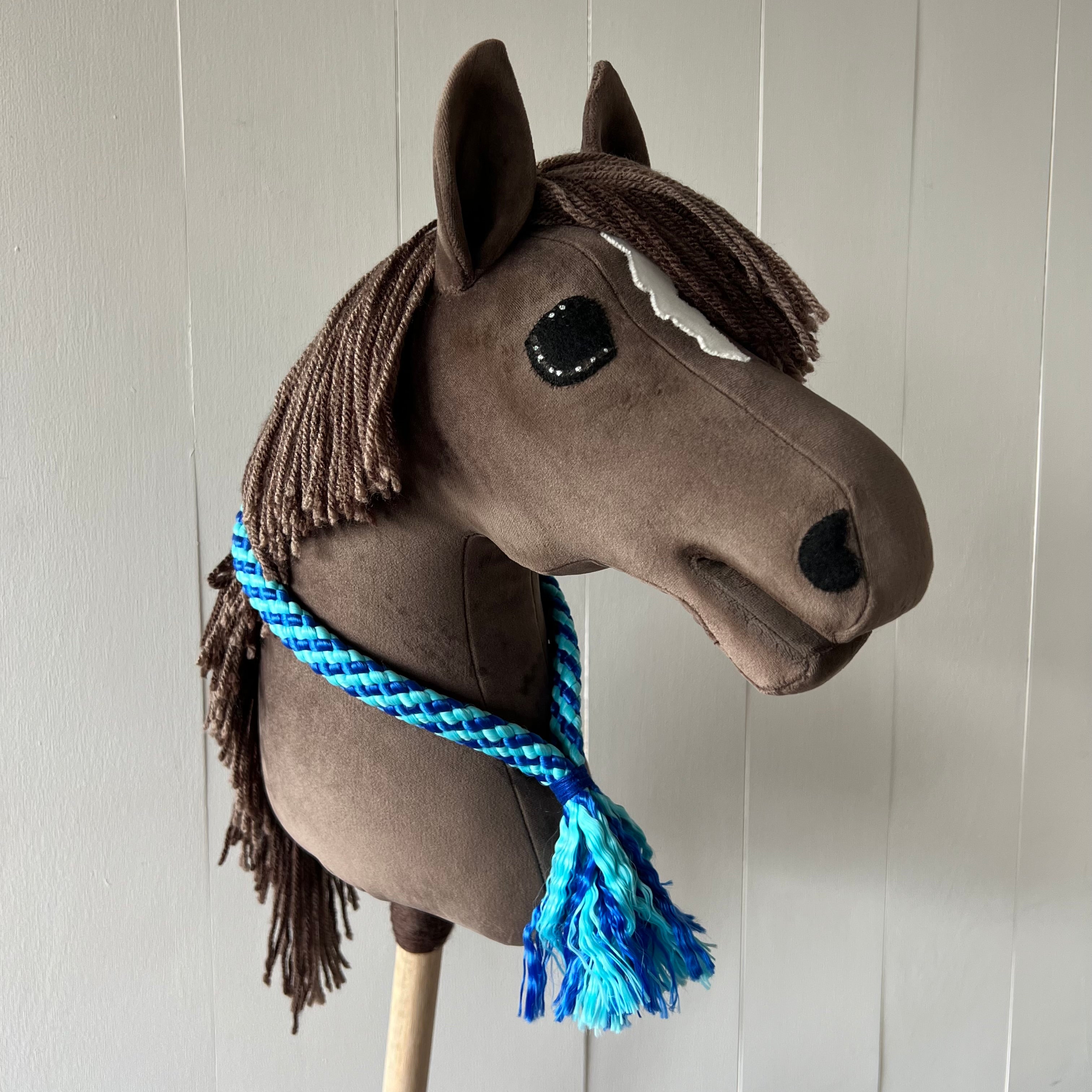 Neck-rope gestreept turquiose / fel blauw