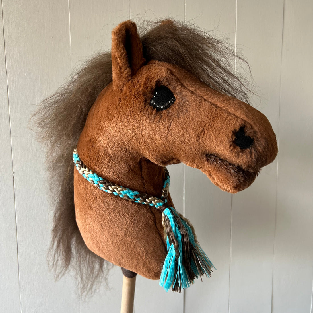 Neck-rope maat M, multi colour turquiose / beige / donker bruin