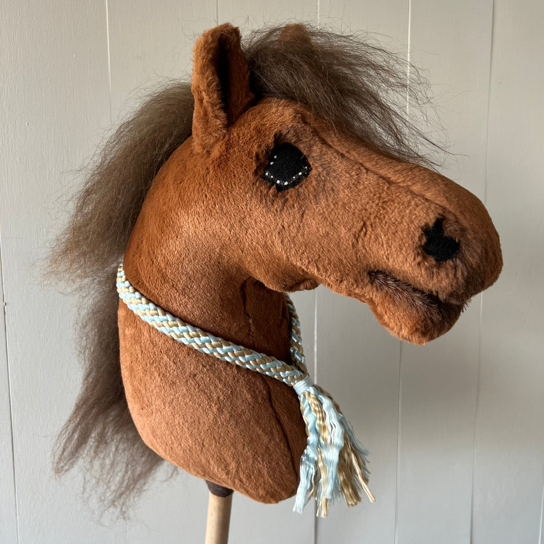 Neck-rope maat M, gestreept licht blauw / bruin