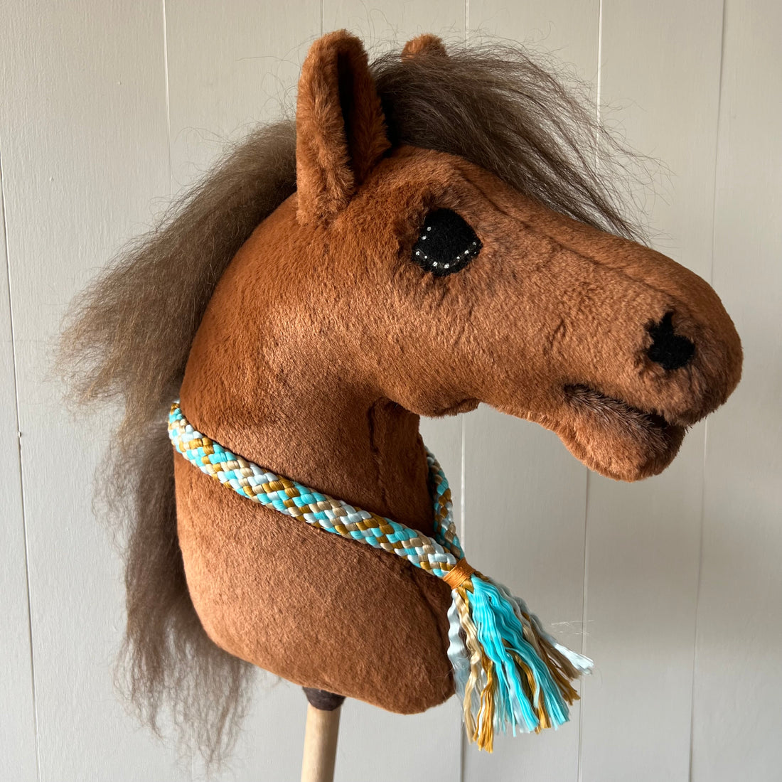 Neck-rope maat M, multi colour turquiose / bruin / crème