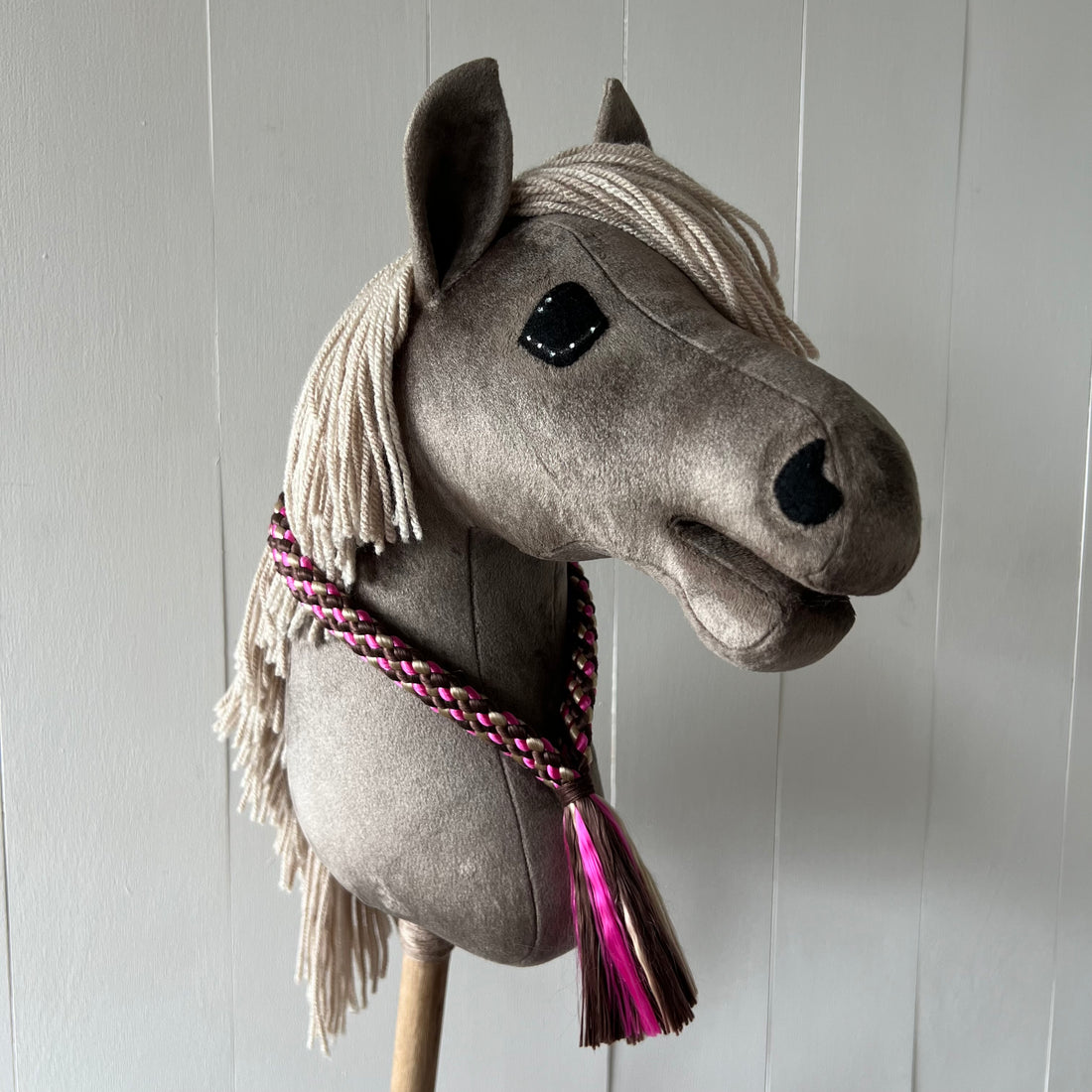 Neck-rope maat M, multi colour fuchsia / bruin / beige