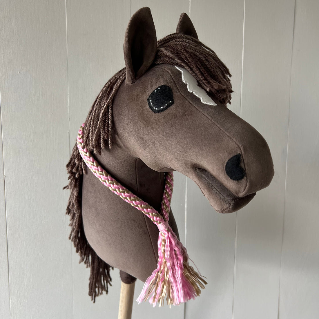 Neck-rope maat M, gestreept roze / beige