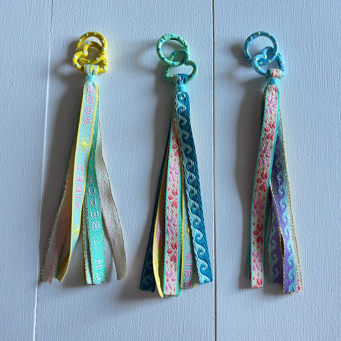 Sleutelhanger lint crème / lila / roze / blauw (zonder hobbyhorse)