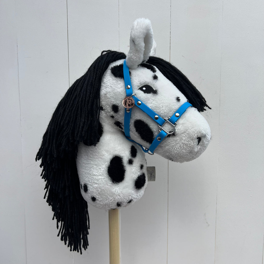 Halster / bitloos hoofdstel van band Helder blauw hobbyhorse ByAstryp / Stip de pony