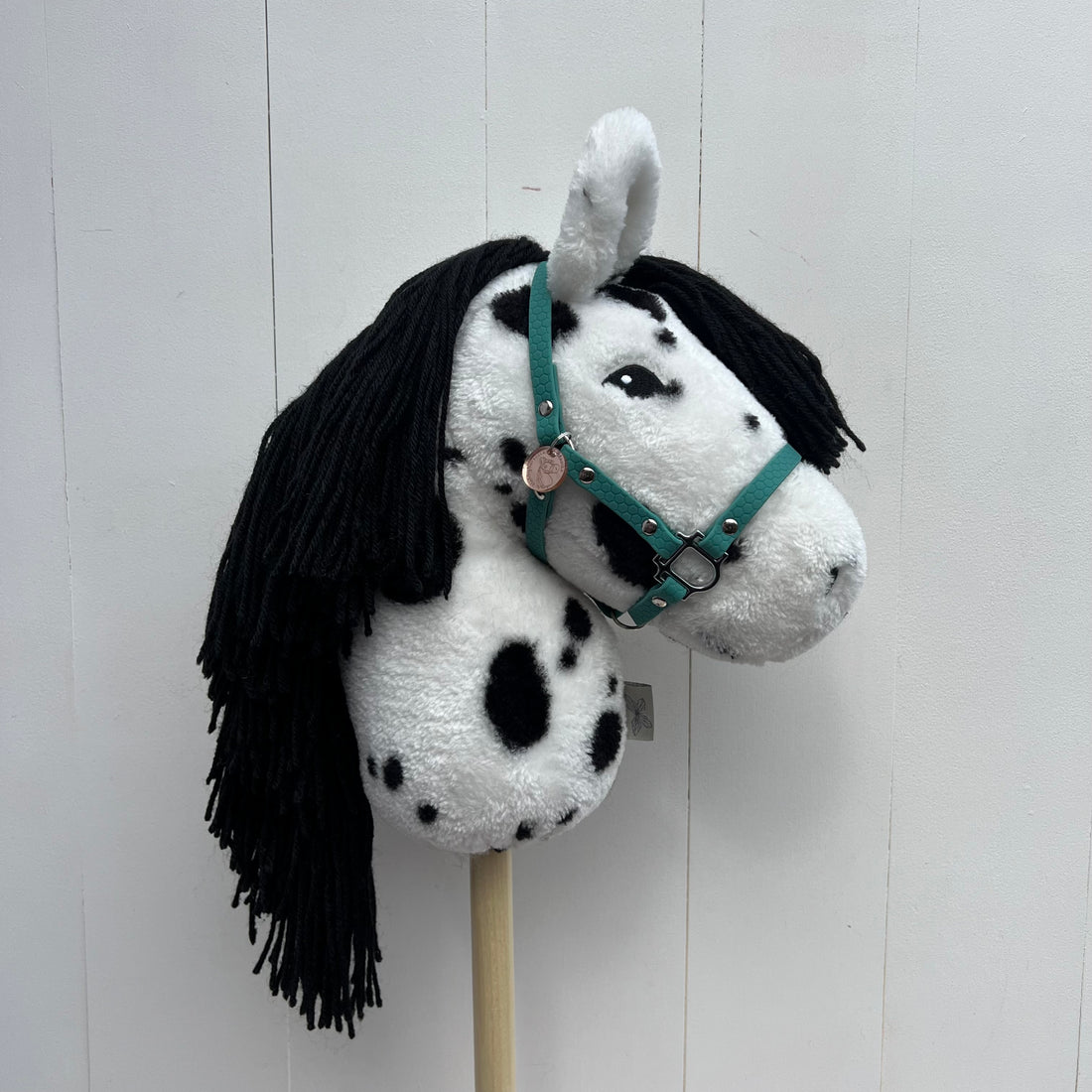 Halster / bitloos hoofdstel van band zeegroen hobbyhorse ByAstryp / Stip de pony