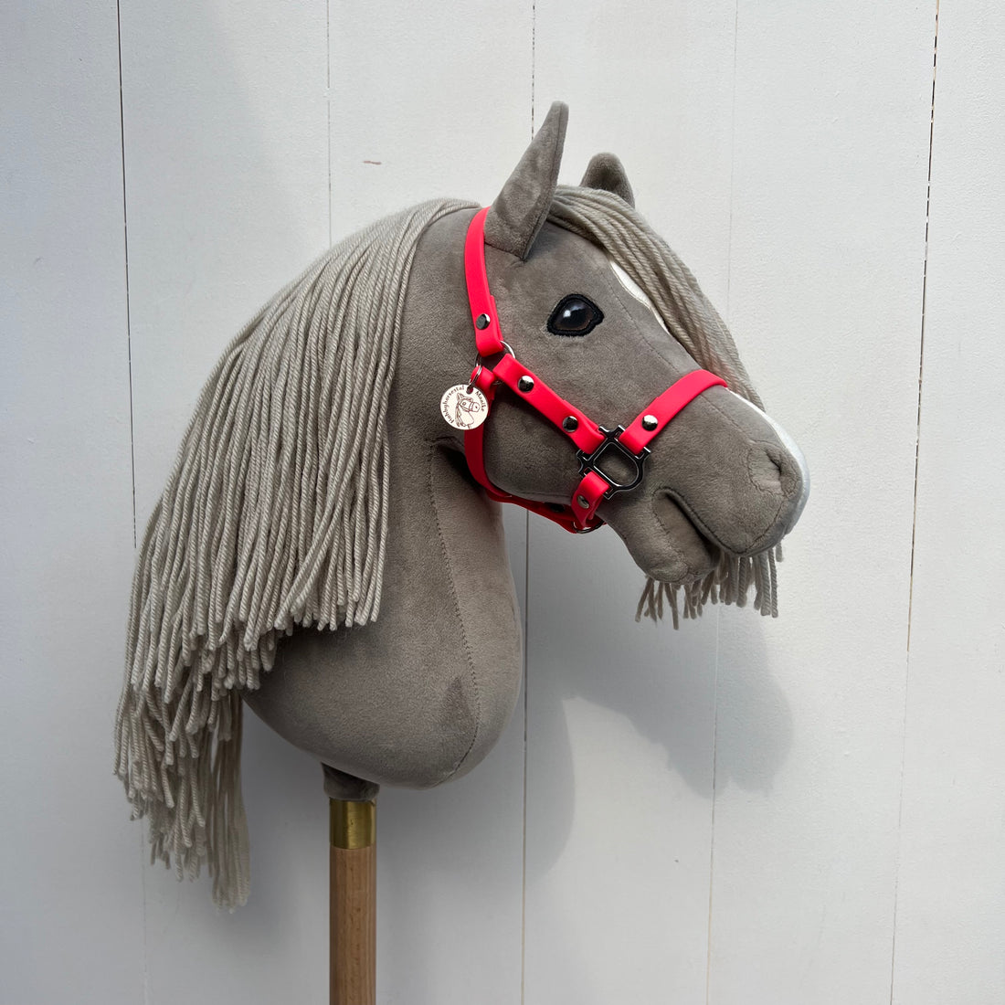 Halster / bitloos hoofdstel fel roze van band hobbyhorse Cheval Roi