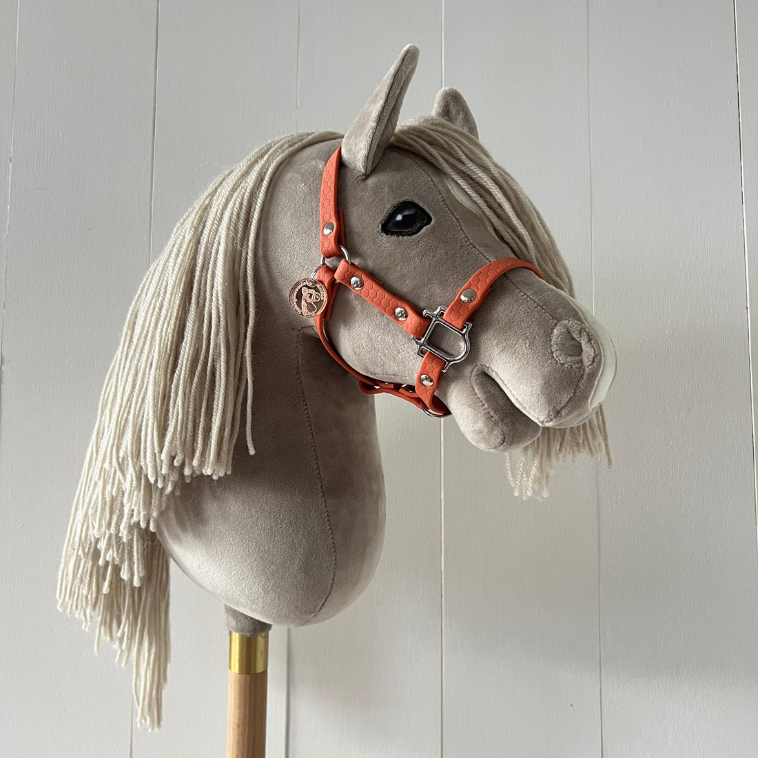 Halster / bitloos hoofdstel abrikoos van band hobbyhorse Cheval Roi