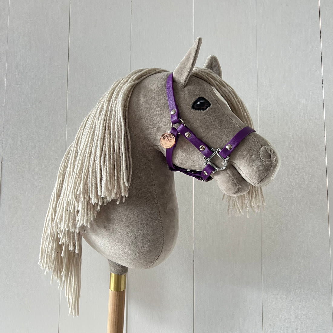 Halster / bitloos hoofdstel donker paars van band hobbyhorse Cheval Roi