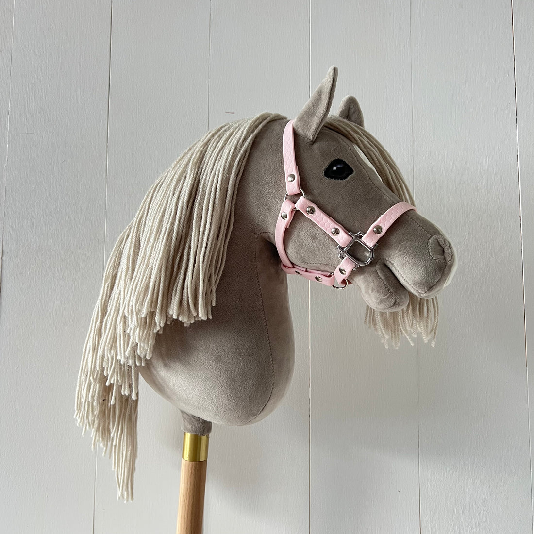 Halster / bitloos hoofdstel licht roze van band hobbyhorse Cheval Roi