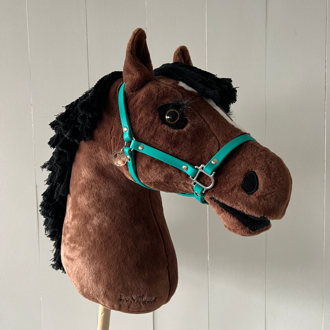 Halster / bitloos hoofdstel van band petrol voor hobbyhorse LeMieux