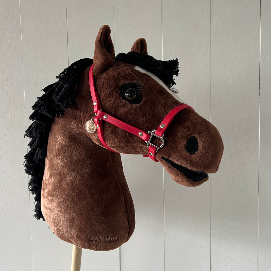 Halster / bitloos hoofdstel van band warm rood voor hobbyhorse LeMieux