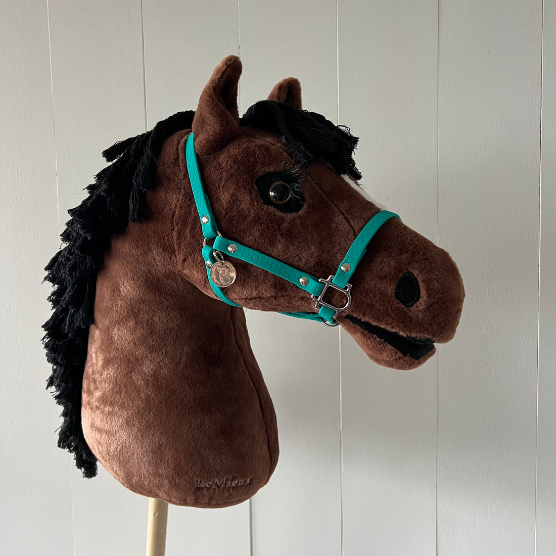 Halster / bitloos hoofdstel van band petrol voor hobbyhorse LeMieux