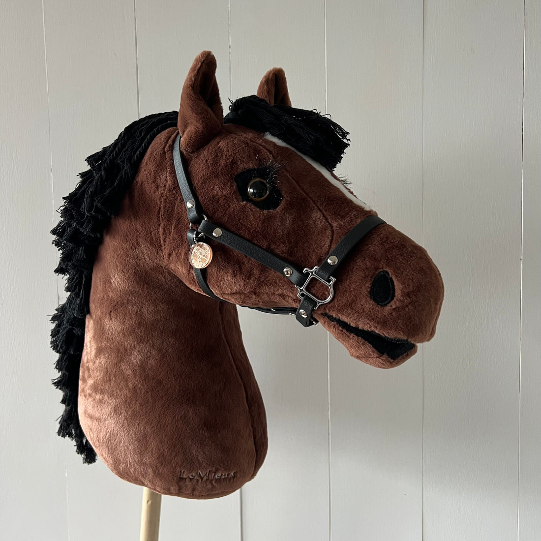 Halster / bitloos hoofdstel van band zwart voor hobbyhorse LeMieux