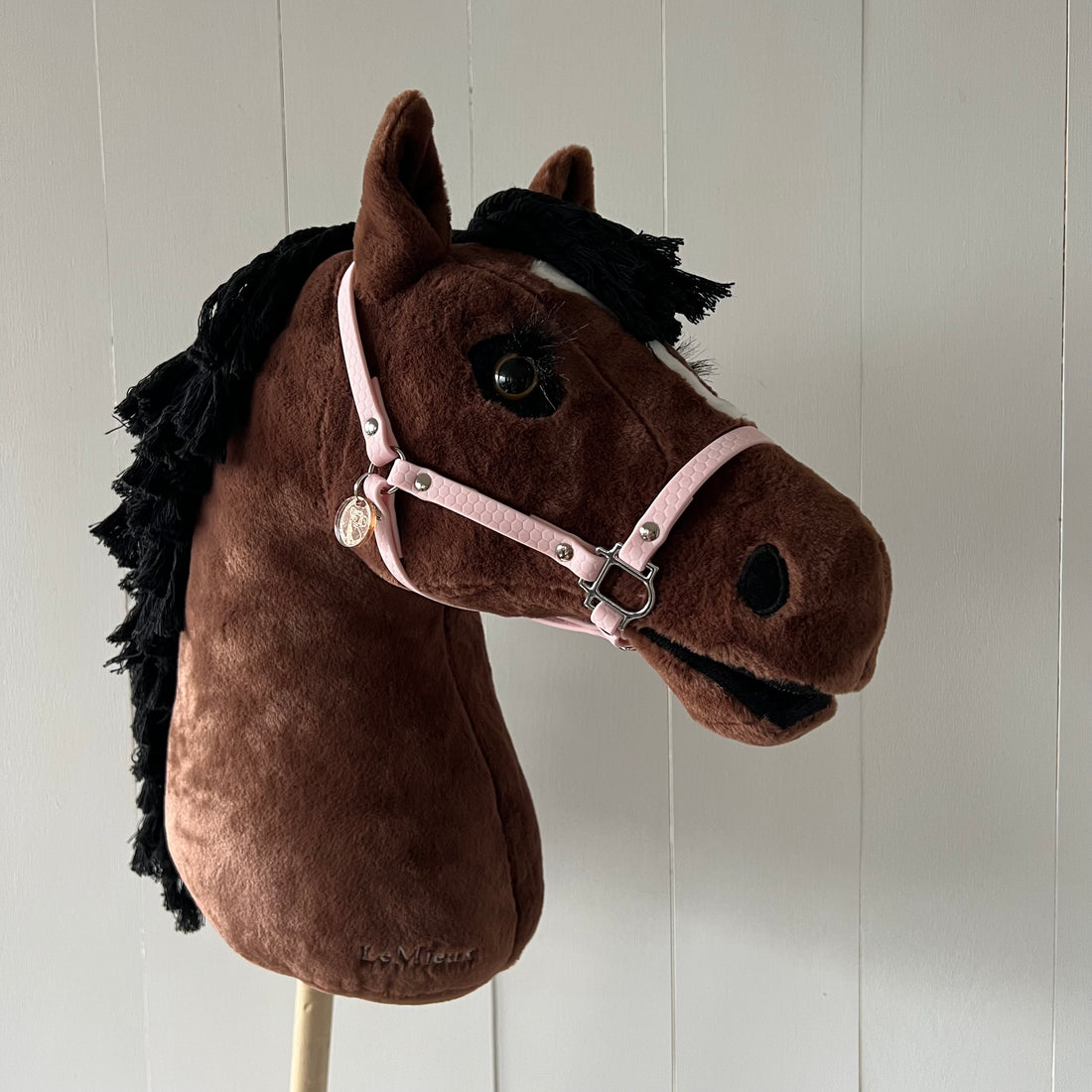 Halster / bitloos hoofdstel van band licht roze voor hobbyhorse LeMieux