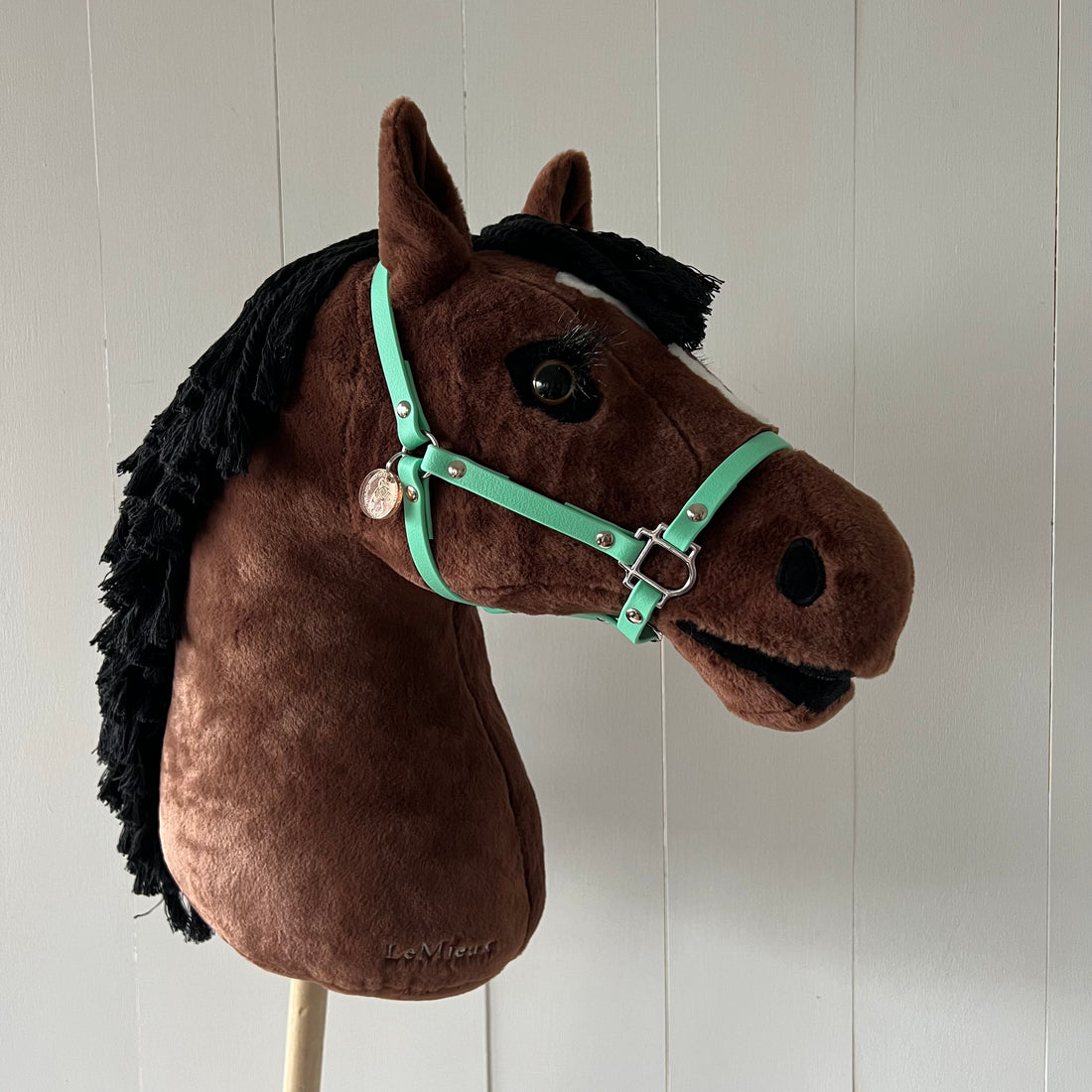 Halster / bitloos hoofdstel van band mint groen voor hobbyhorse LeMieux