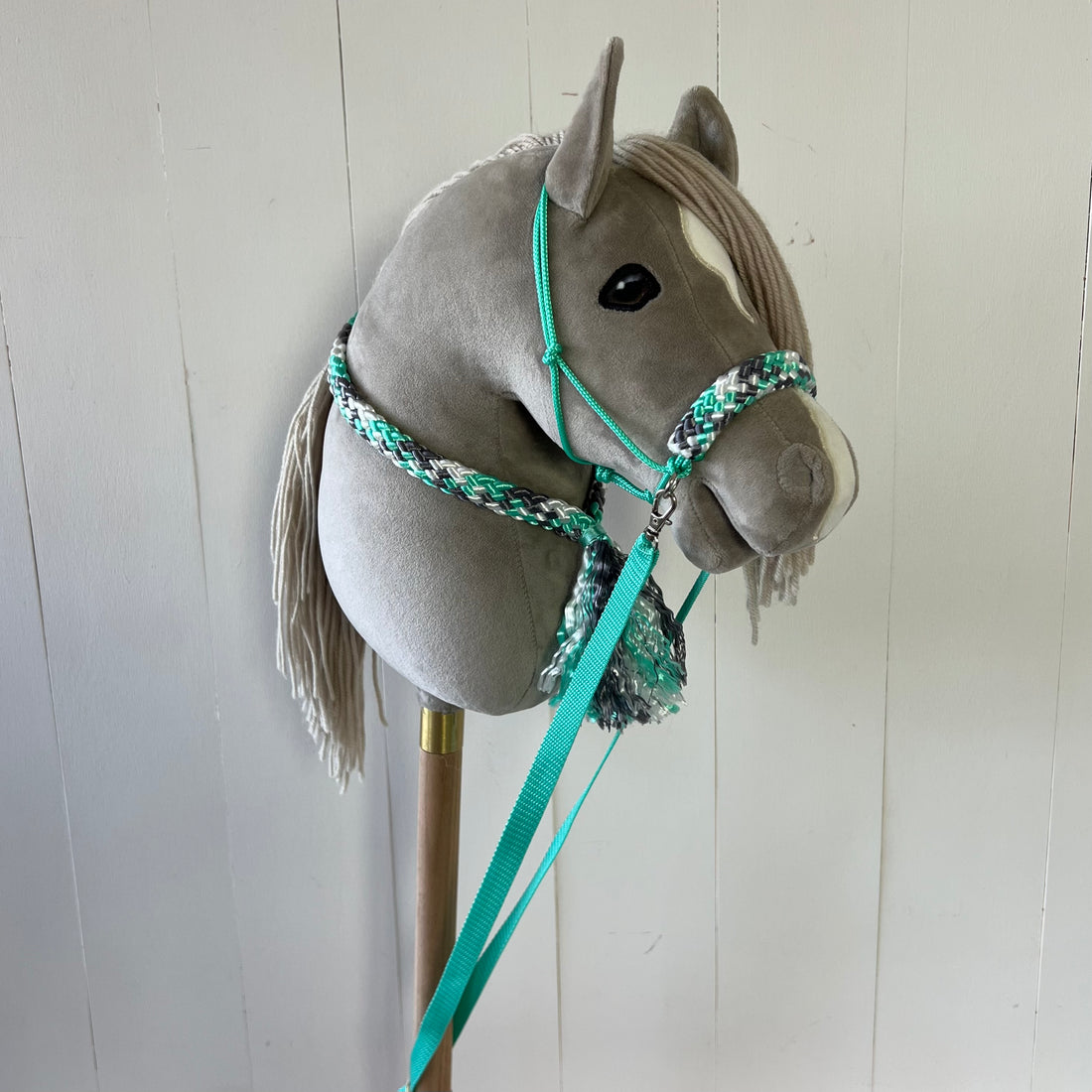 Touwsetje voor hobbyhorse ChevalRoi multicolour zeegroen / grijs / crème