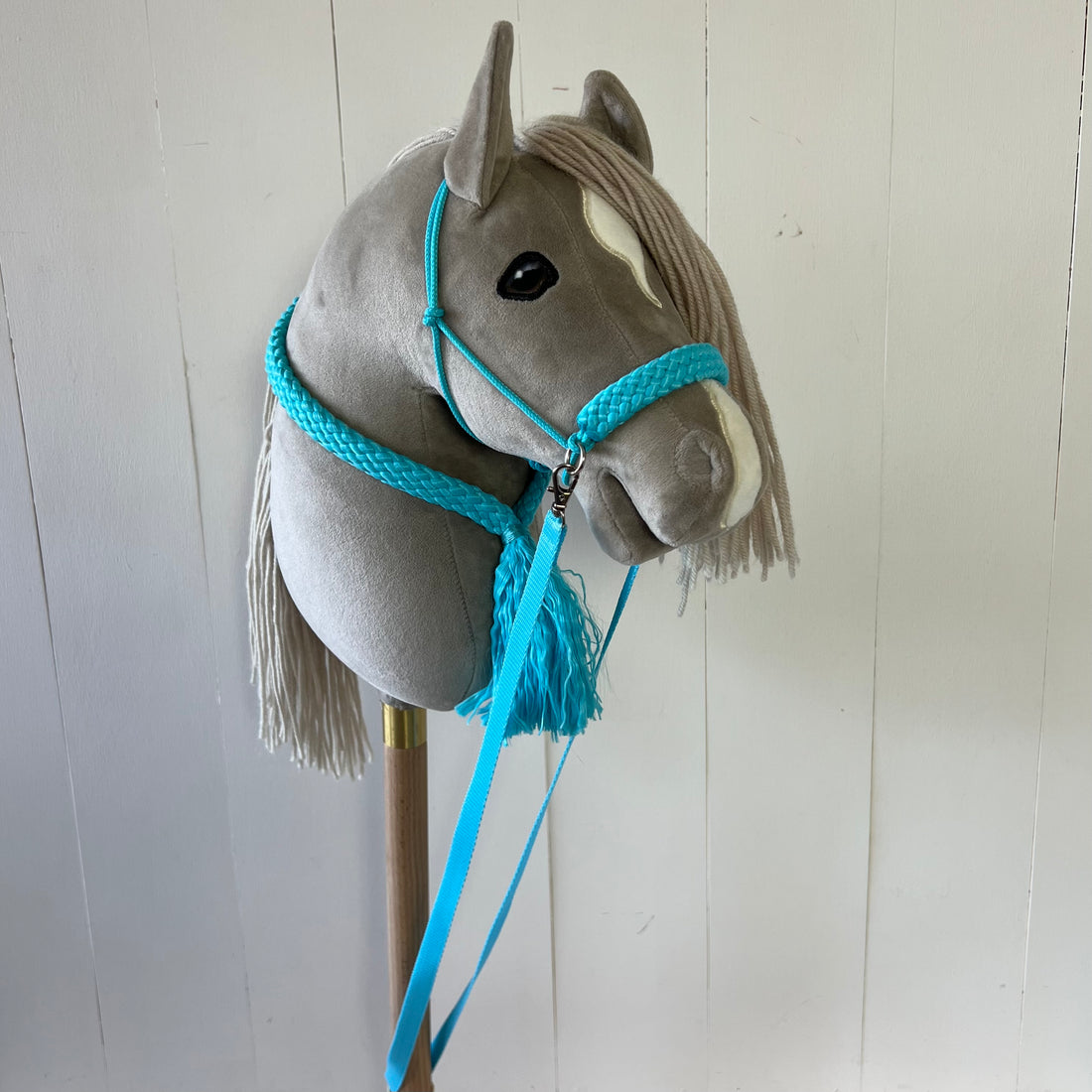 Touwsetje voor hobbyhorse ChevalRoi unicolour aqua blauw
