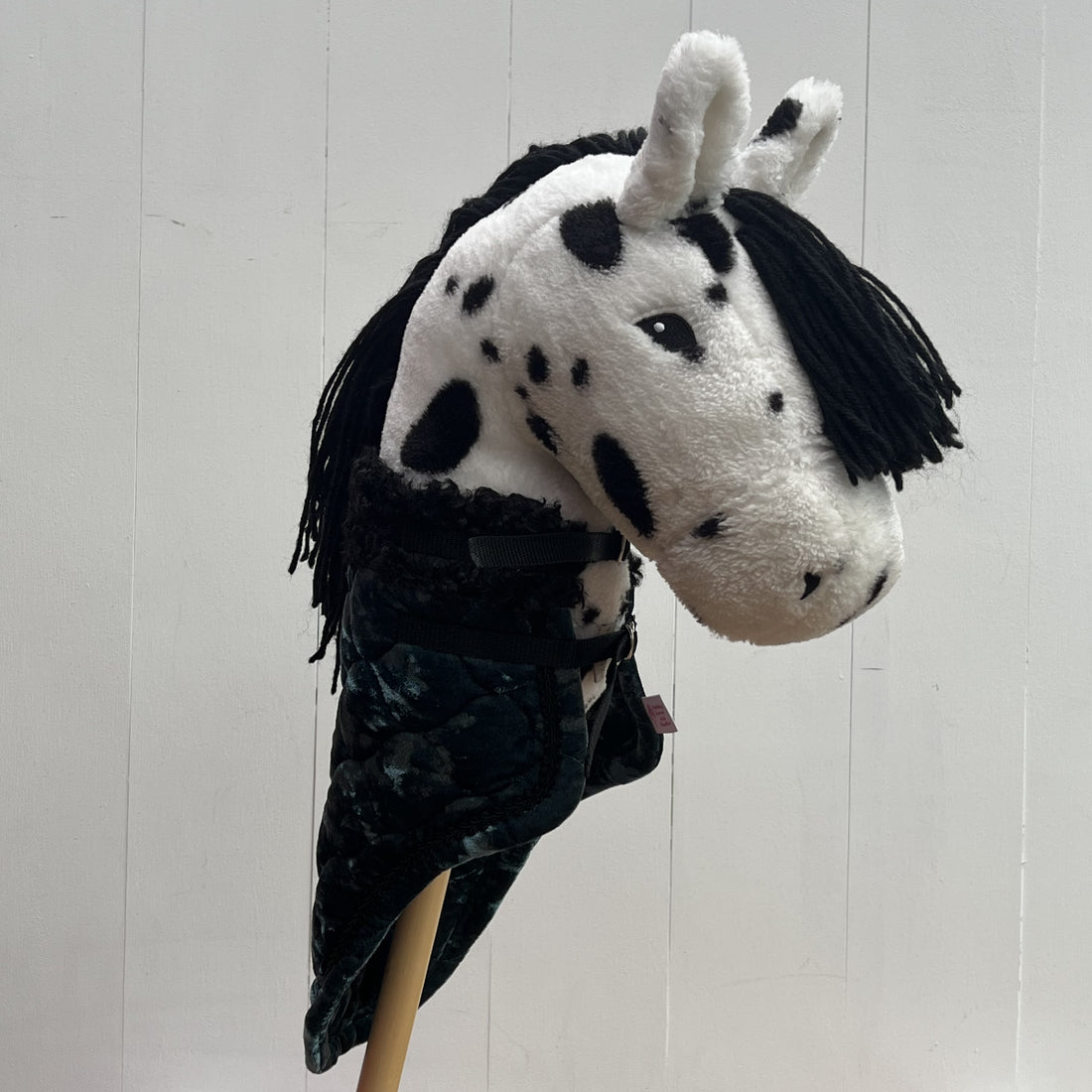 Dekentje kort By Astrup / Stip de pony groen fluweel met zwart bandje