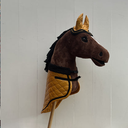 Dekentje kort LeMieux  geel glimmende stof met zwart bandje