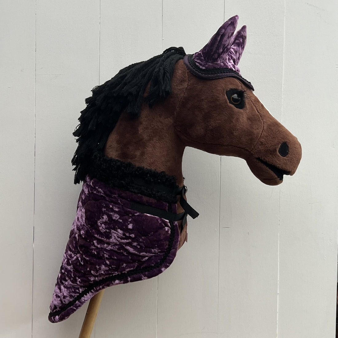 Dekentje kort LeMieux paars fluweel met zwart bandje