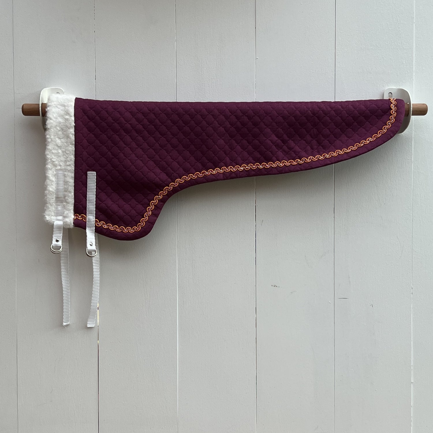 dekentje lang paars met gekleurd band