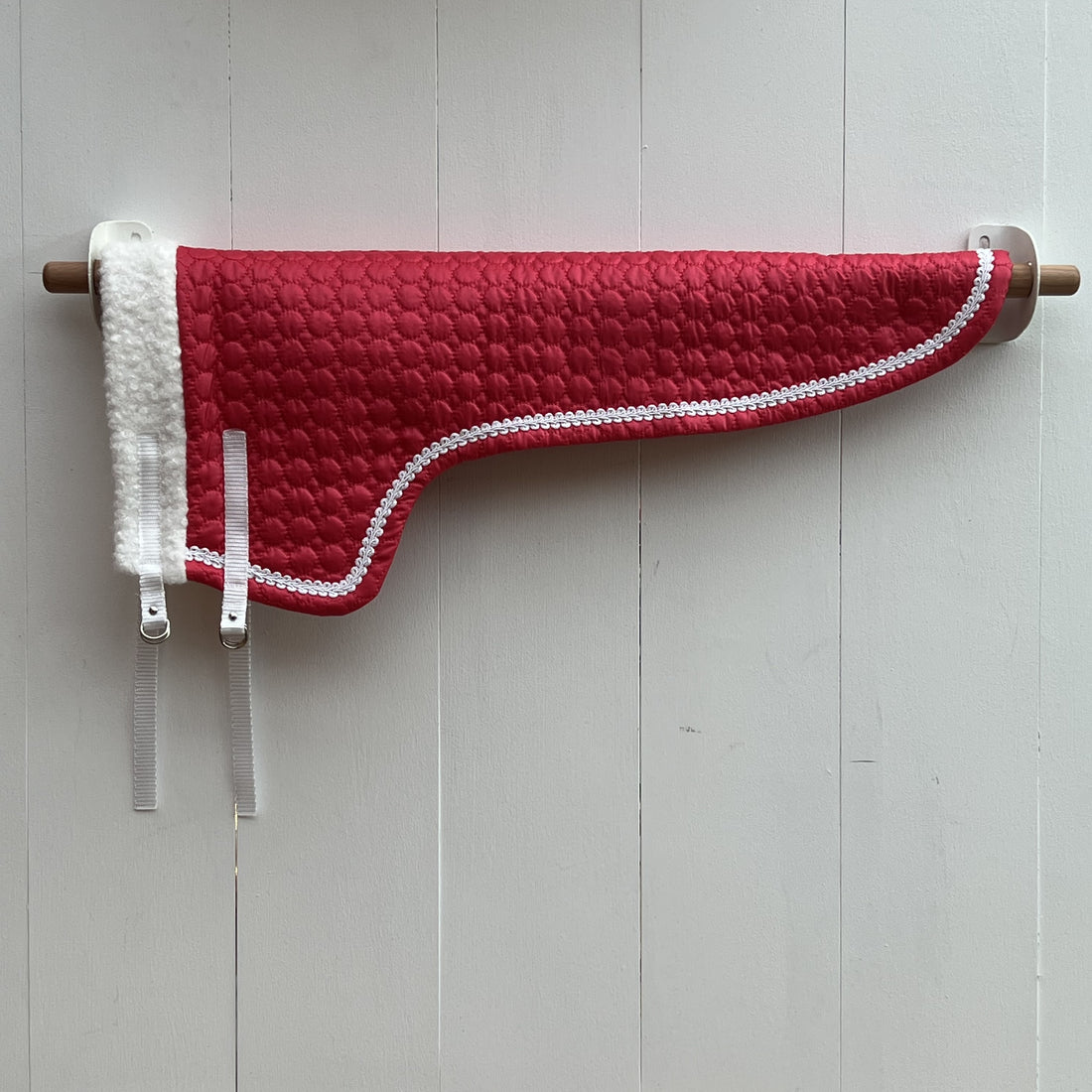 dekentje lang roze met wit band