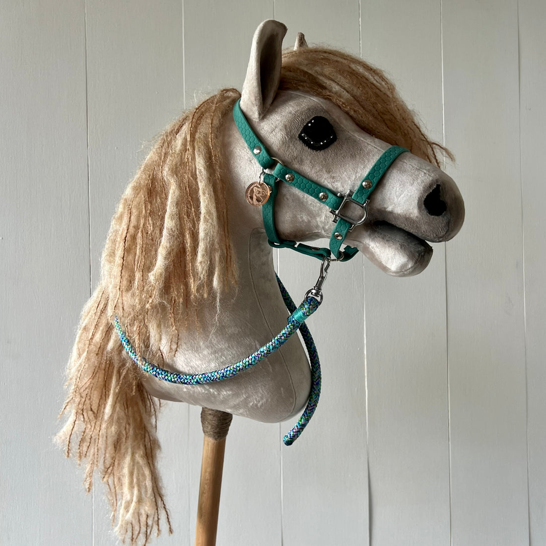 Halster / bitloos hoofdstel, maat M, zeegroen, band met bolletjes structuur