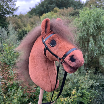 Hobbyhorse voskleur fluffy, bruine manen