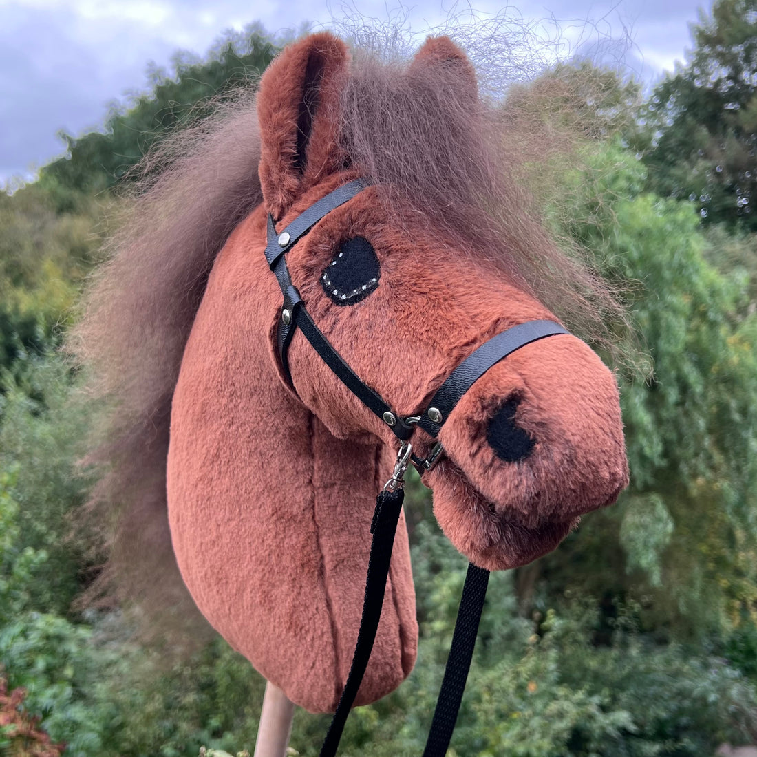 Hobbyhorse voskleur fluffy, bruine manen