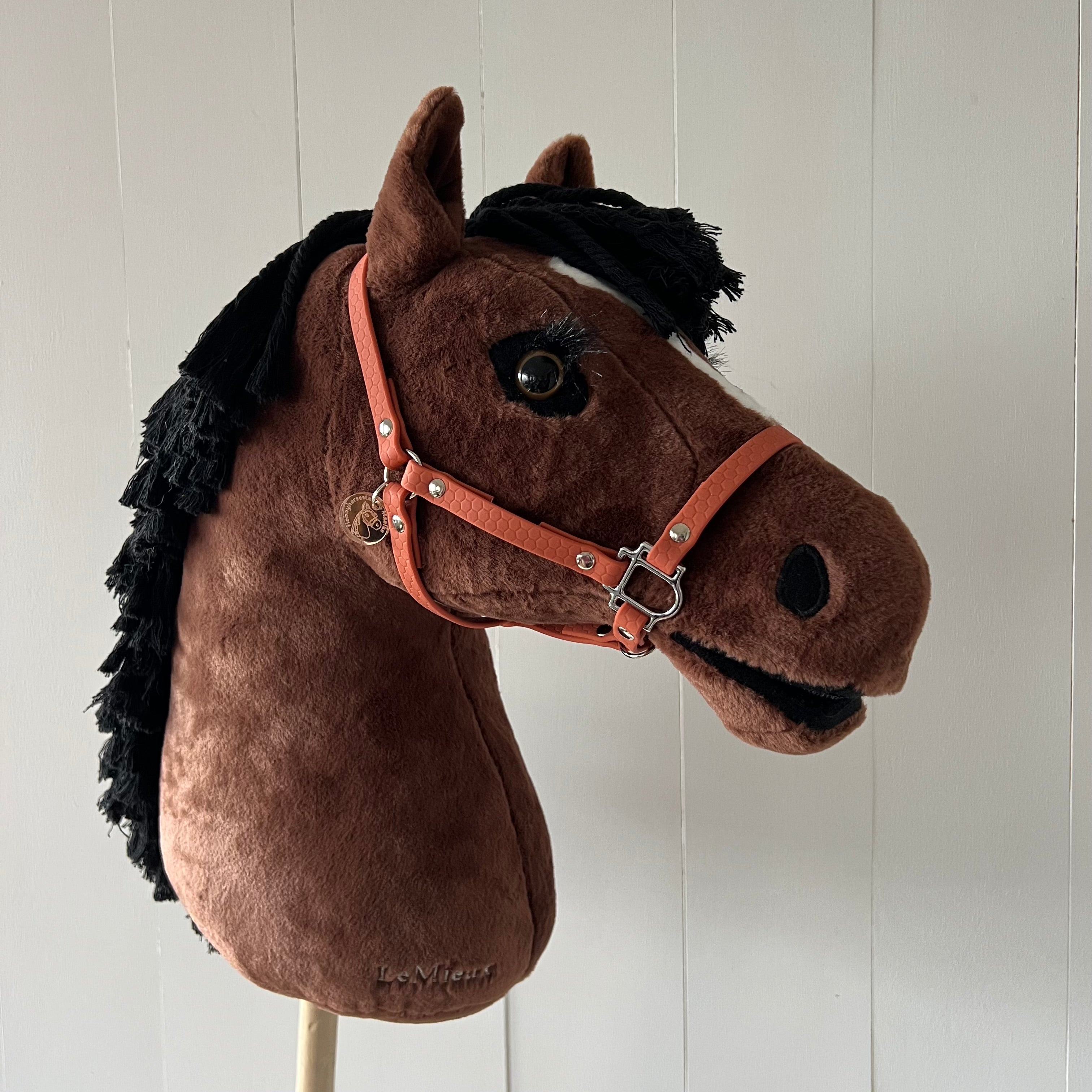 Halster / bitloos hoofdstel van band abrikoos voor hobbyhorse LeMieux