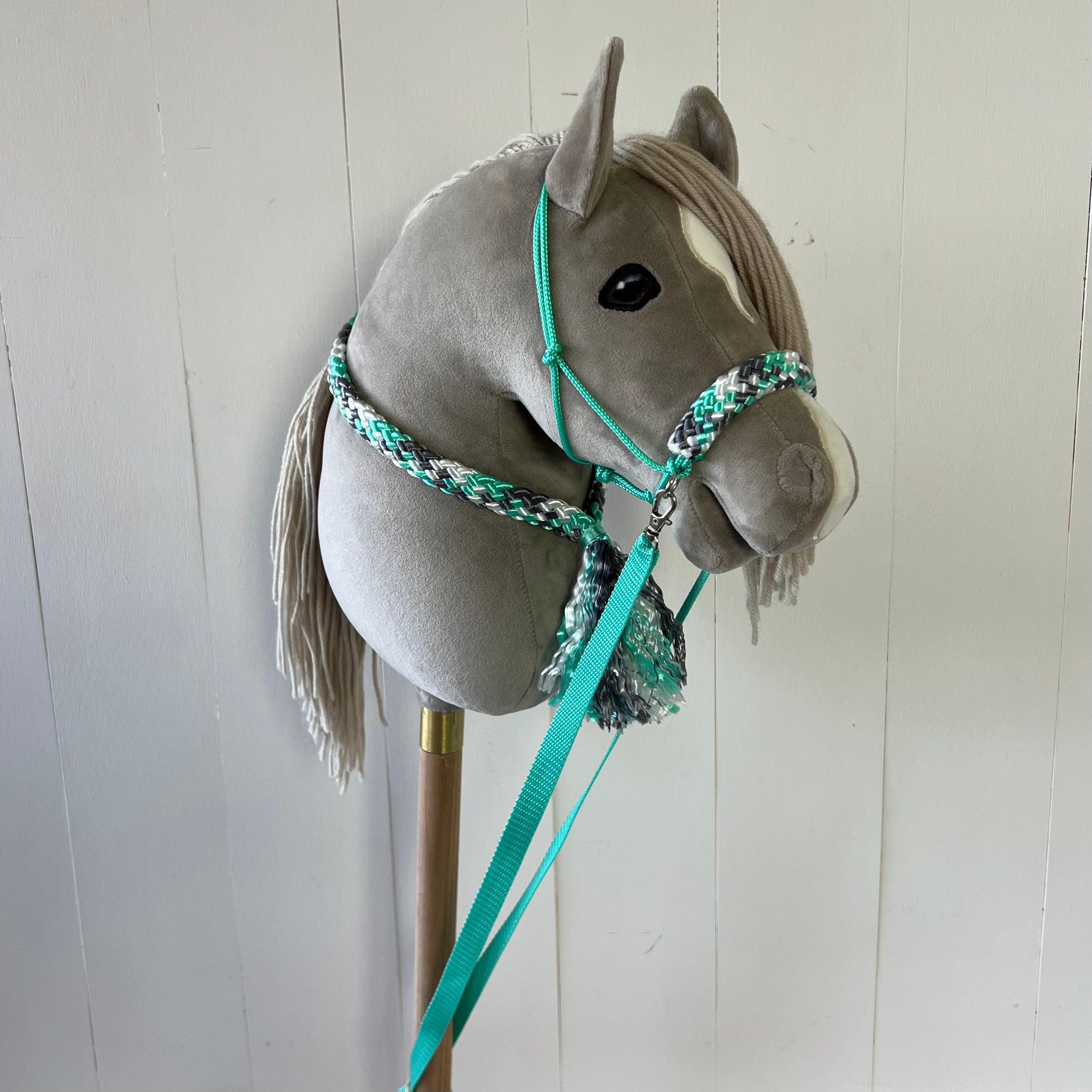 Touwsetje voor hobbyhorse ChevalRoi multicolour zeegroen / grijs / crème