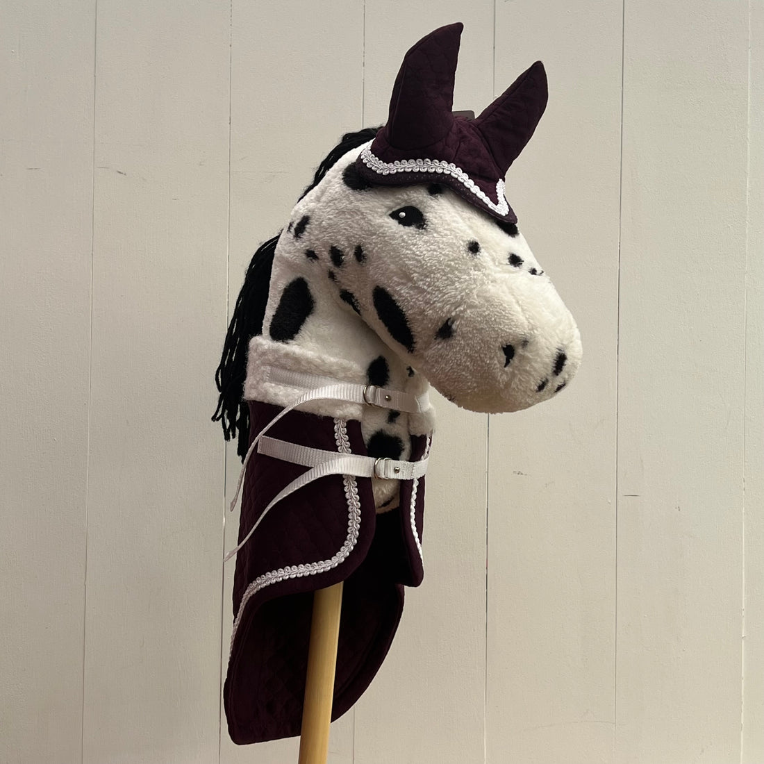 Dekentje kort By Astrup / Stip de pony donker paars met wit band